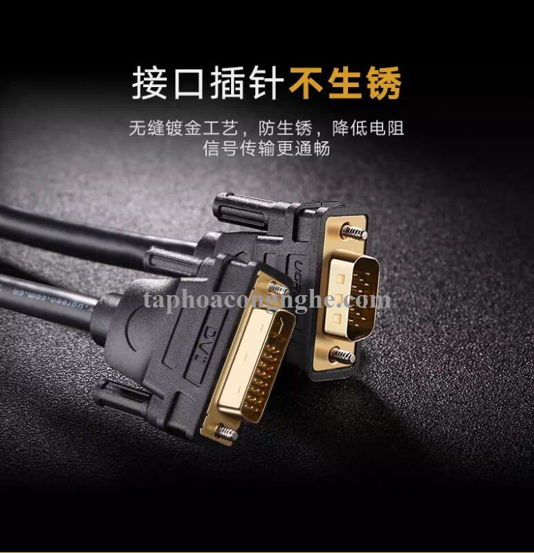 Ugreen 11680 10M màu Đen Cáp chuyển đổi DVI 24 + 5 sang VGA DV102 30011680